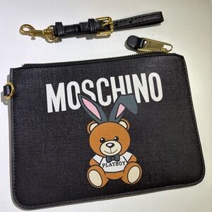 Moschino Black Teddy Bunny Zip Pouch